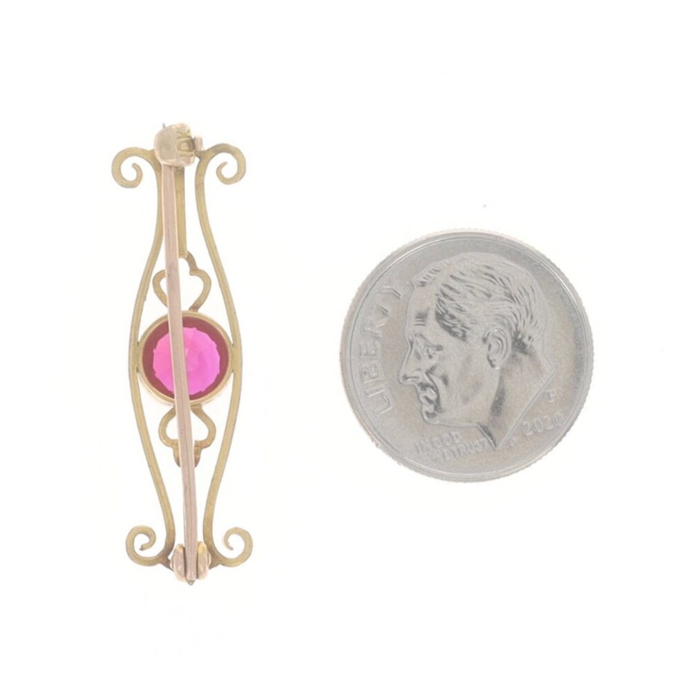 Yellow Gold Lab-Created Ruby Edwardian Solitaire … - image 3